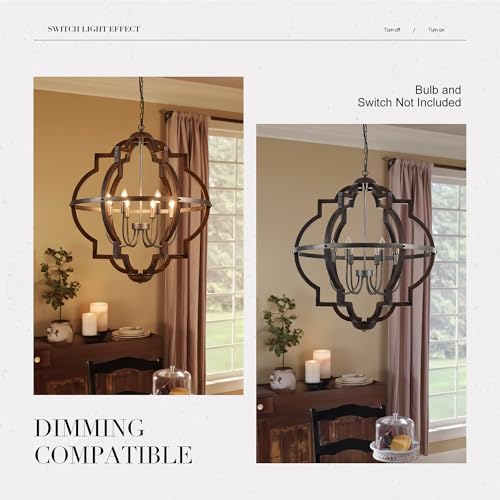 8 Light Farmhouse Chandelier Wood Pendant Light Fixtures