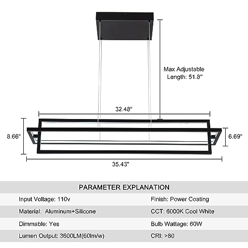 Modern LED Linear Rectangle Chandelier
