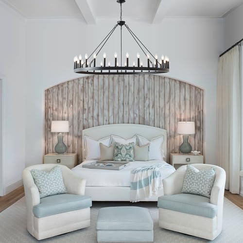 53 Inch Black Extra Large Wagon Wheel Chandelier