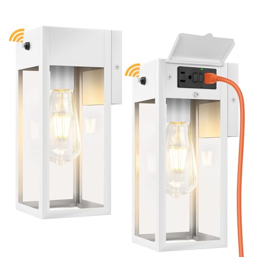 White Porch Lights with Outlet