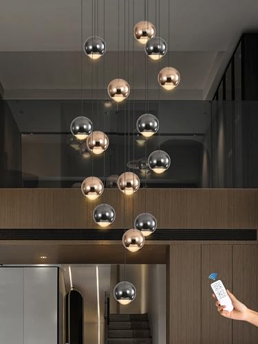 Chandeliers for Dining Room Flush Mount Dimmable Round Ceiling Light for Living Room 15 Lights Crystal Raindrop Chandelier D24''xH118''
