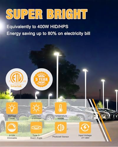 LED Parking Lot Light 150W 21000LM 5000K