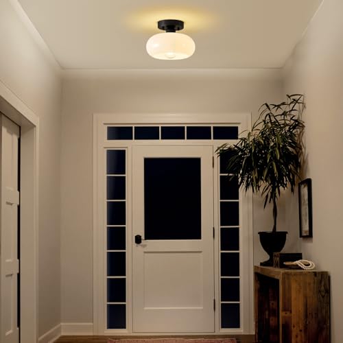 Mid Century Modern Black Semi Flush Ceiling Light 8.66 Inch