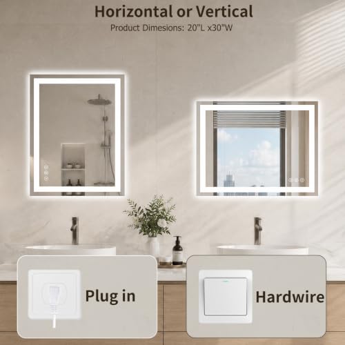 20"x30" LED Bathroom Mirror with Lights
