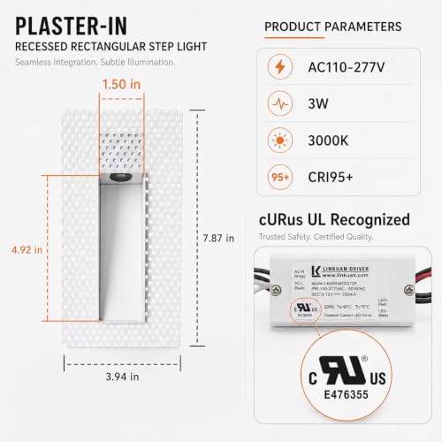 Trimless Recessed LED Step Lights Hardwired Indoor