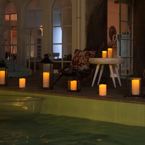 10" x 4" Large Waterproof Outdoor Flameless Candles with Remote Control and Timer (4 Count)