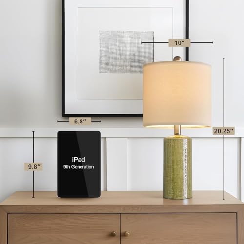 20.25" Small Single Table Lamp for Bedroom Modern Ceramic Nightstand Lamp