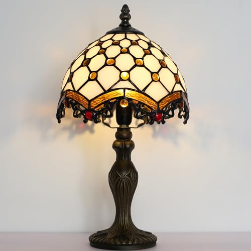 Small Tiffany Table Lamp Stained Glass Memory Lamp Ivory Pearl Style