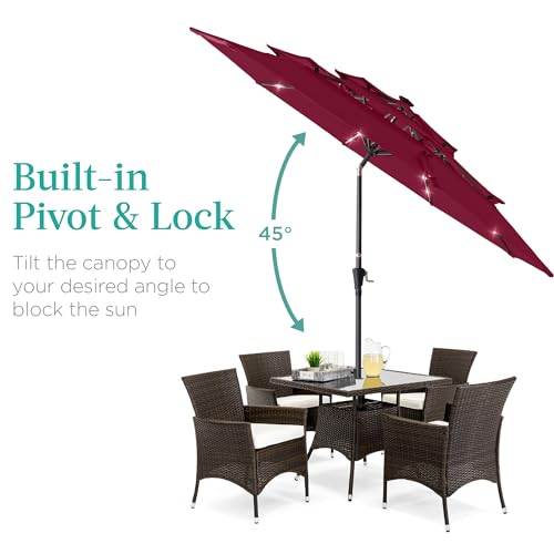 10ft 3 Tier Solar Patio Umbrella