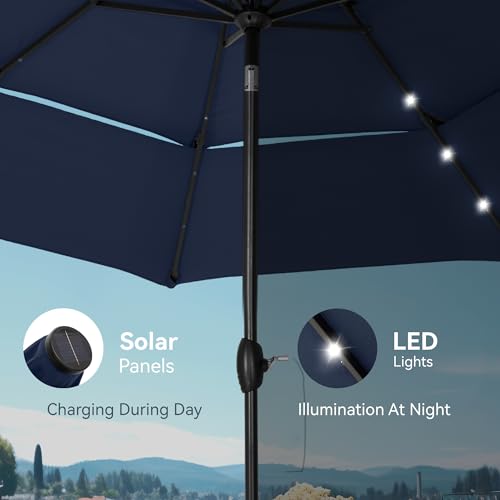 10ft Outdoor Patio Umbrella with Solar Lights