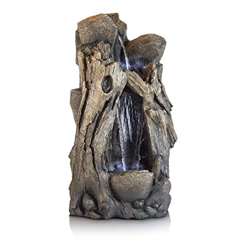 WIN270 52" Outdoor Rainforest Waterfall Tree Trunk Fountain with LED Lights