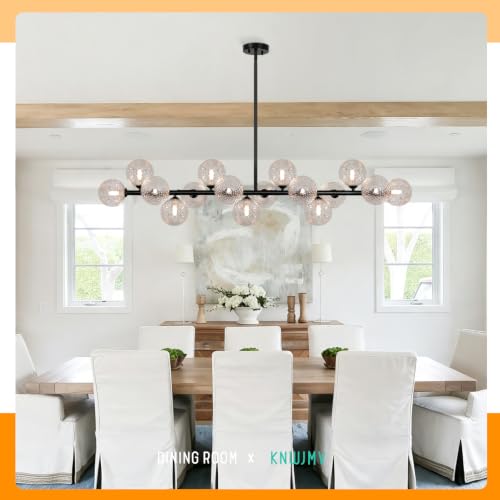 Linear Chandeliers 55'' Sputnik Glass Chandelier for Dining Room 16 Light