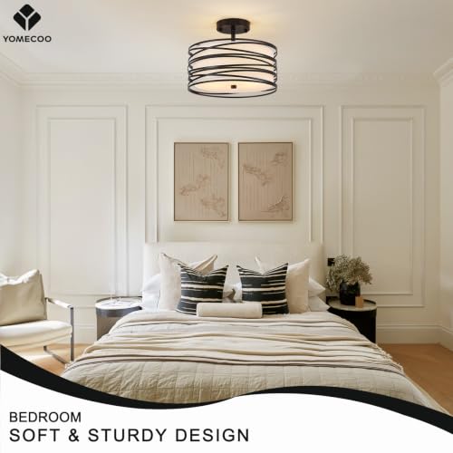 12.2" Black Semi Flush Mount Ceiling Light