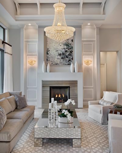 14 Lights Gold Finish Empire Crystal Chandelier Lighting for Dining Room Living Room Foyer Hallway Entryway