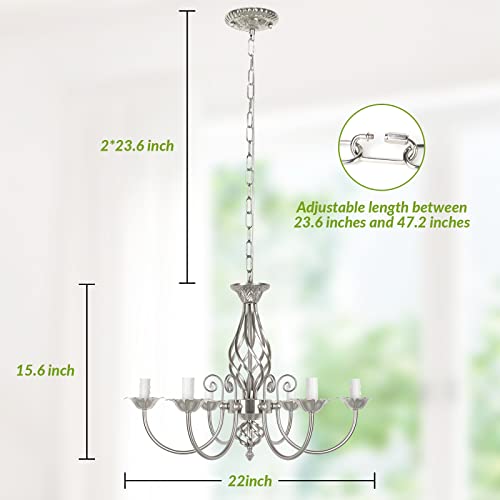 6 Light Farmhouse Candle Chandelier for Dining Room