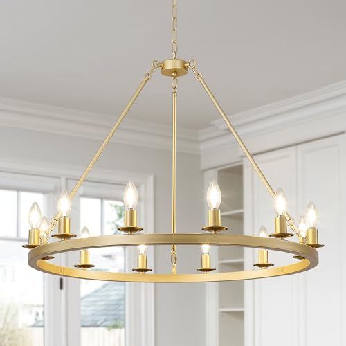 Gold Wagon Wheel Chandelier 32