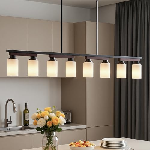 8 Light Black Linear Chandelier