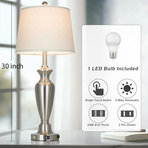 Silver Table Lamp for Living Room Single