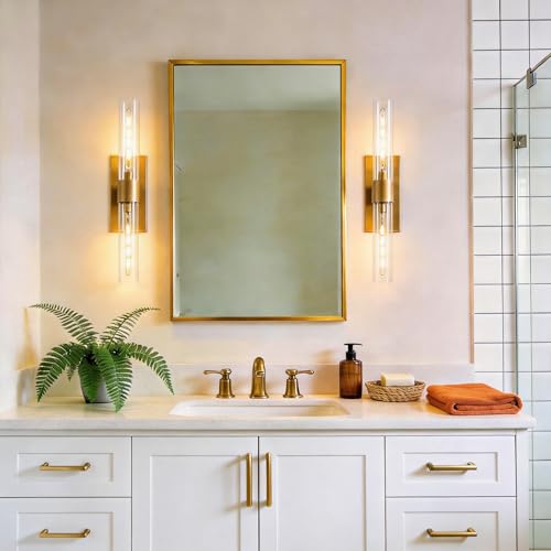 Bathroom Sconces Brass Sconces 22.8in Glass Sconces Dimmable