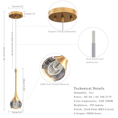 Gold Pendant Lights Kitchen Island (2 Count)