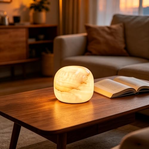 Natural Marble Lamp Cordless Touch Control Night Light 3