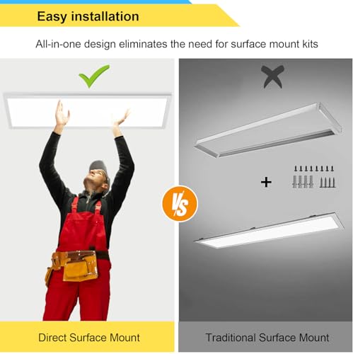 4 Pack 1x4 LED Flat Panel Light Surface Mount White (4 Count)