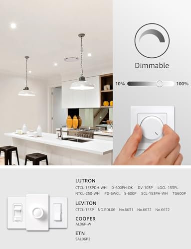 A19 E26 Dimmable LED Light Bulbs 14W 1500 Lumen Daylight White 6 Pack (6 Count)