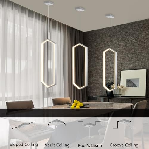 Ring Dimmable Pendant Lighting Adjust LED Mini Chandelier Ceiling Light Fixtures for Kitchen Island Dining Room Living Room Bedroom Hallway Silver