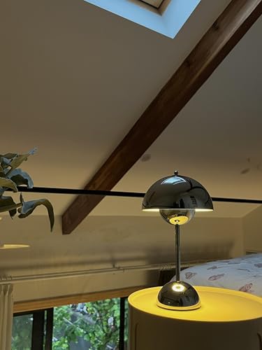 Modern Flower Bud Lamp 12" Cordless Touch Lamp Dimmable 2600mAh Rechargeable Desk Lamp Nordic Minimalist Mushroom Lamp Nightstand Bedside Lamp for Bedroom Living Room
