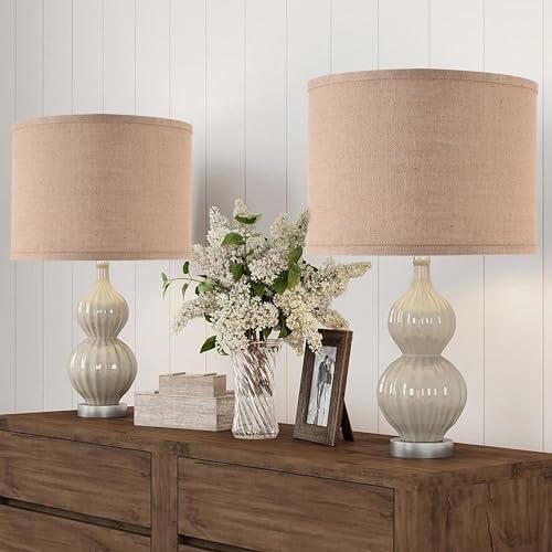 Burlap Lamp Shades Set of 2 Large Durm Lamp Shade 16" Top x 16" Bottom x 12" High (2 Count)