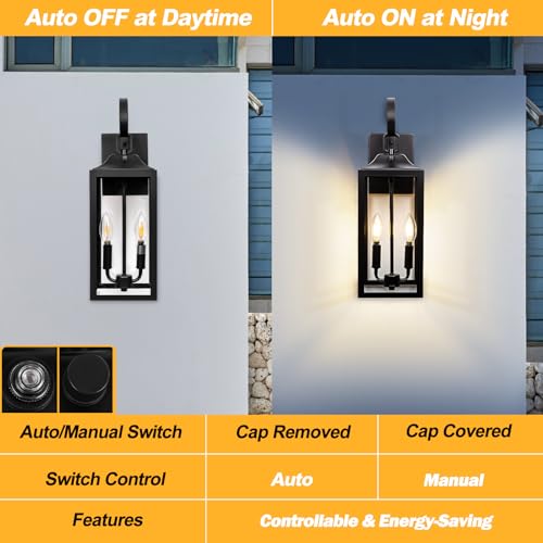 19" Black Dusk to Dawn Outdoor Light Fixture (2 Count)