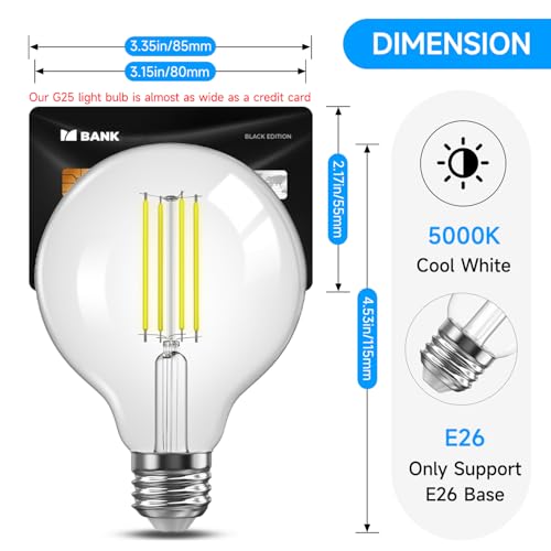 G25 LED Globe Light Bulbs for Vanity (6 Count)