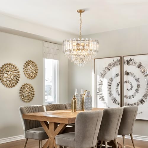 Modern Crystal Chandelier Gold 24" K9 Crystal Chandelier 6