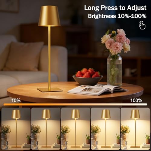 Gold Cordless Rechargeable Table Lamp (4 Count)