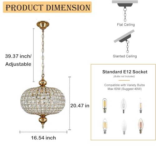 Vintage Crystal Globe Chandelier