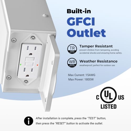 White Dusk to Dawn Outdoor Lighting with GFCI Outlet