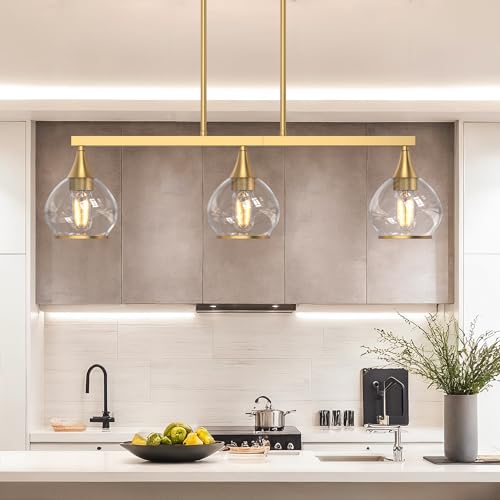 Brushed Gold Kitchen Island Linear Pendant Light