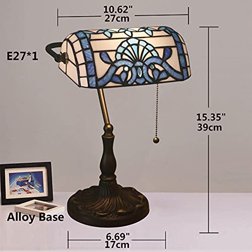 Tiffany Style Bankers Table Lamp Stained Glass Piano Desk Lamp Vintage Bedroom Bedside Lamp for Study