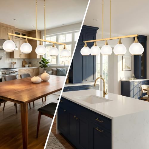Brushed Gold Kitchen Island Linear Pendant Light