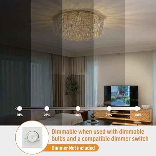 30 inch Flush Mount Crystal Ceiling Lights