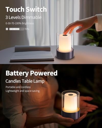 4" Black Cordless Table Lamp Set of 2 (2 Count)