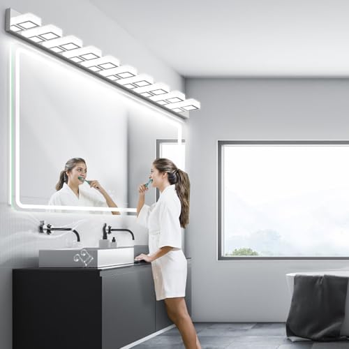 66inch Chrome Bathroom Vanity Lights Stainless Steel Acrylic LED Modern Chrome Bathroom Wall Lighting Fixtures