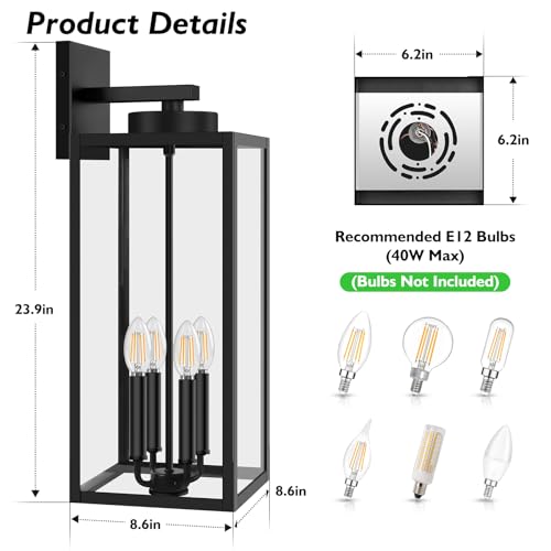 23.9" Extra Large Size Outdoor Wall Light Fixture