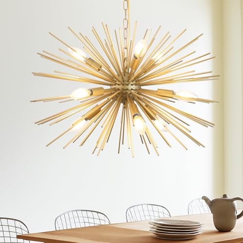24in 9 Lights Gold Sputnik Chandelier Mid