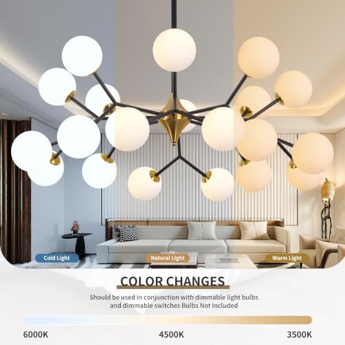 42" Black and Gold Sputnik Chandelier 20