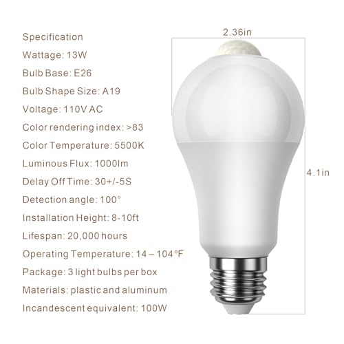 Motion Sensor Light Bulbs (3 Count)