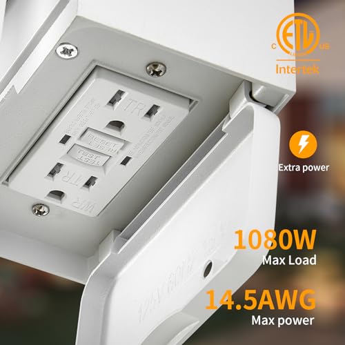 Porch Lights with GFCI Outlet Dusk to Dawn Outdoor Lighting White 1Pack