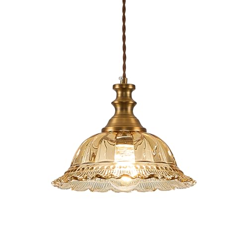 Glass Pendant Lights Modern Pendant Lighting Fixtures Hanging Lamp for Kitchen Island Bedroom Dining Room Coffee Shop Hallway Amber and Brass