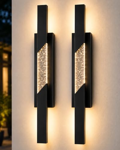 2 Pack Modern LED Outdoor Wall Sconce (Black / 31.5 inch, 2 Pack)
