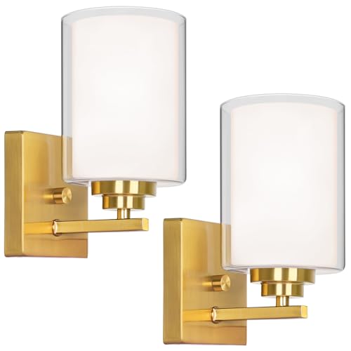 Wall Sconces Set of 2 with Double Clear Glass Shade for Bathroom (2 Count)